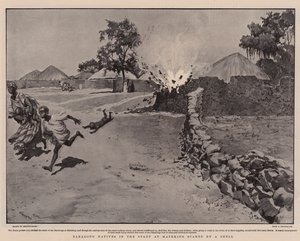 Nativi Baralong nella città di Mafeking spaventati da un proiettile da Georges Bertin Scott